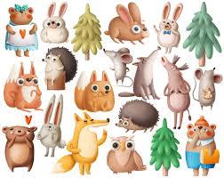 Woodland Animals Clipart Funny Cartoon Animals Forest Clip Etsy Animal Clipart Cartoon Animals Clip Art