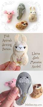 Felt Animals Pdf Pattern For Unusual Creatures Digital Etsy Animal Sewing Patterns Felt Animal Patterns Felt Animals