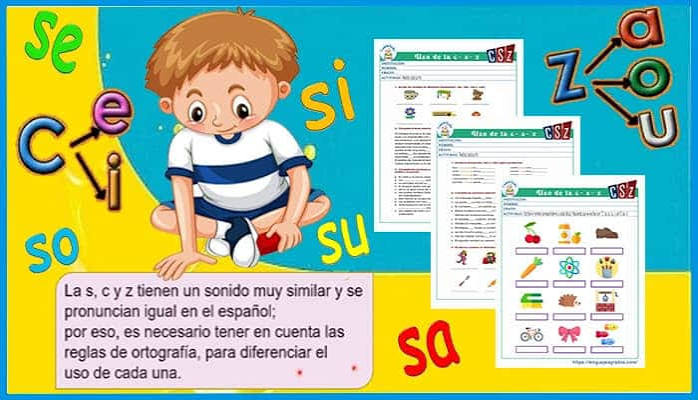Uso de la c - s - z para niños con ejercicios
