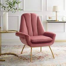 Blush Dusty Rose Velvet Modern Accent Arm Chair In 2021 Accent Arm Chairs Arm Chairs Living Room Armchair