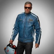 Asger motorcycle jacket for men. Classic Race Jacket Navy Blue