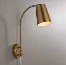 Sully Warm Brass Plug In Wall Lamp 9p579 Lamps Plus Plug In Wall Lamp Modern Wall Lamp Wall Mounted Lamps
