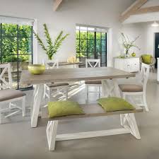 The White And Grey 2m Extending Dining Table Set In 2020 Modern Farmhouse Dining Rustic Dining Room Table Grey Dining Tables