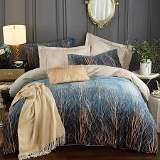 Check out our tree bedding set selection for the very best in unique or custom, handmade pieces from our duvet covers shops. Navy Blue White And Orange Forest Tree Print Fall Color Adults Full Queen Size Bedding Sets Hipsterbedding Com