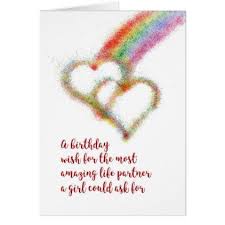 Birthday Wishes To Write In A Card For Girlfriend Lesbian Birthday Wish For Life Partner Rainbow Card Zazzle Com Birthday Wishes For Girlfriend Birthday Wish For Husband Anniversary Wishes For Sister