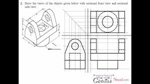 Engineering Drawing Tutorials Orthographic Drawing With Sectional Front Side View T 7 2a Drawing Book Pdf Orthographic Drawing Drawing Tutorial