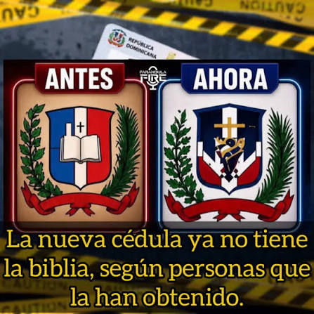 Ola de indignación por supuesta anomalía visual en el escudo de la nueva  cédula, donde la Biblia y la inscripción: “Dios, Patria y Libertad” no se  logran percibir con claridad. spmnoticias.com 🇩🇴REPÚBLICA