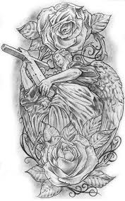 Vector peerless decorative feathers, tribal design, tattoo. Strong Angel Keeping A Huge Wooden Cross Among Roses Tattoo Design Tattooimages Biz