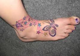 Awesome colorful flower tattoo by katie shocrylas. 28 Cute Stars Foot Tattoos Ideas
