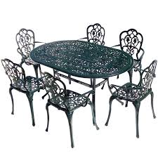 Ellister Stamford 6 Seater Dining Set Dark Green 150cm Table Free Uk Delivery Metal Dining Set Patio Dining Table Metal Garden Furniture
