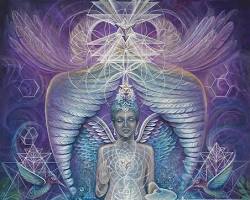 Krystleyez Krystle Marie Smith visionary art Flower of Life sacred geometry painting cosmic blueprints, AI generated