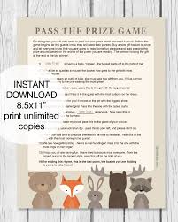 5 out of 5 stars. Printable Woodland Animal Pass The Prize Baby Shower Game Print It Baby