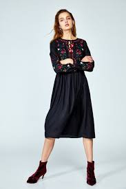 Dresses And Skirts Casual Sfera Embroidered Dress Dresses Long Sleeve Midi Dress