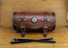 Brown Motorcycle Genuine Leather Pu Leather Tool Bag Front Rear Handlebar Fork Bagharley Indian Honda Suzuki Kawasaki Yamaha Leather Genuine Leather Tool Bag