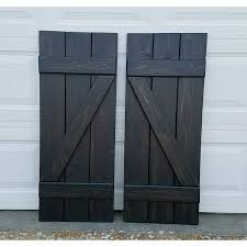 1 Set Of Black Stained Z Shutters Going To Texas Wood Shutters Diy Wood Shutters Exterior Black Shutters
