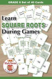 Square Root Games This 40 Card Set Focuses On Perfect Square Numbers And The Square Roots As Models Or E Square Roots Square Roots Activity Middle School Math