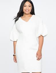 Plus Size White Dresses For Brides At Eloquii Wedding Dresses For Budget Brides In 2021 Plus Size Dresses Plus Size Cocktail Dresses V Neck Dress