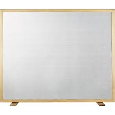 Antique Brass Mesh Fireplace Screen Add interest to the fireplace without breaking the budget with a decorative fireplace screen.