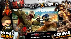 Garena free fire pc is the brainchild of 111 dots studio and published by singaporean digital services company garena. Nova Parceria Free Fire X Attack On Titan Confirmada Novas Skins Nova Skin No Token Rank E Mais Free Fire Mania