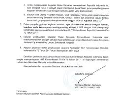 Tepat tanggal 17 agustus 2017, bangsa indonesia memperingati hari kemerdekaan indonesia yang ke 72. Partisipasi Menyemarakkan Bulan Kemerdekaan Republik Indonesia Dilingkungan Kementerian Hukum Dan Ham Tahun 2017 Kementerian Hukum Dan Hak Asasi Manusia Republik Indonesia