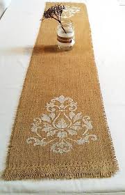 Hand Stencilled Coffee Sack Hessian Table Runner Hessian Crafts Fabric Coffee Table Coffee Table Cloth