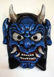 Oni Mask In Blue Oni Mask Japanese Mask Japanese Oni Mask
