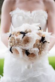 Fystore wedding bouquets for bride wedding bride holding bouquet roses with crystal diamond ribbon artificial foam flower bouquet ((black+white) 4.5 out of 5 stars 15 $59.00 $ 59. Custom Black Gold Brooch Bouquet Fabric Flower Bouquet Fabric Bouquet Bridal Bouquet Wedding Bo Black Gold Wedding Gold Bridesmaid Dresses Gold Bridesmaids