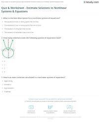 Quiz Worksheet Estimate Solutions To Nonlinear Systems Equations Study Com
