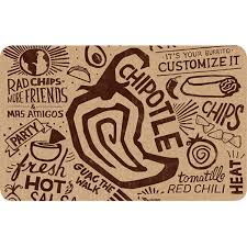 Don't forget to scan your rewards card when at the restaurant to earn points too! Chipotle Gift Card