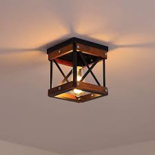 Design house 519504 mason 1 light wall light, oil no glare with this classic flush mount. Amazon Com Fivess Lighting Rustic Farmhouse Flush Mount Ceiling Light 1 Light Metal And Wood Cage Mini Semi Flush Mount Light Fixture For Hallway Kitchen Entryway Black Kitchen Dining