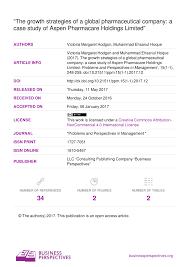 Business summarythis company is engaged in distributiong a wide range of health solutions for veterinary usecountry of incorporationmalaysiaownership typeprivateestablished in1971primary sectorhealth carenumber of employees Pdf The Growth Strategies Of A Global Pharmaceutical Company A Case Study Of Aspen Pharmacare Holdings Limited