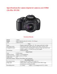Replacing the ageing 1000d / xs model. Specifications For Canon Digital Slr Camera Eos 1100d 18 55is 55 250 Manualzz