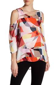 Spense Printed Cold Shoulder Blouse Nordstrom Rack