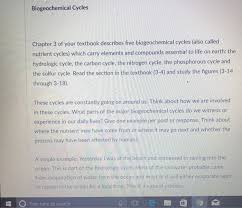 Biogeochemical cycles webquest in this webquest you will search for. Solved Biogeochemical Cycles Chapter 3 Of Your Textbook D Chegg Com