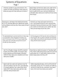 This Is A 2 Page 20 Problem Worksheet Over Systems Of Equations Word Problems Answer Key Included Systems Of Equations Word Problems Equations
