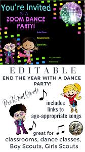 End The Year With A Dance Party Use This Editable Invitation And Invite Your Kids To Have Some Fun Dance Party Invitations Language Arts Lessons Dance Party