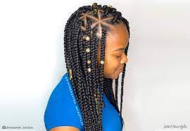 Handmade big triangle cut goddess braids with curls length: 20 Hottest Triangle Box Braids You Ve Gotta See
