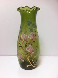 Vase Verre A Collerette Emaille Relief Decor Floral Legras Montjoye Art Nouveau Vase Verre Vase Noir Vase En Papier