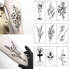 Roses tattoos black and white black and white bee rose. Hot 1pc Popular Ballet Black White Flowers Tattoos Sticker Temporary Drawing Body Art Fake Water Transfer Temporary Tattoos Aliexpress