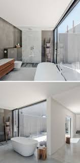 Grosse Fenster Badezimmer Freistehende Badewanne Holz Grau Traumhauser Modern Family House Haus Design Moderne Hauser Moderne Hausentwurfe