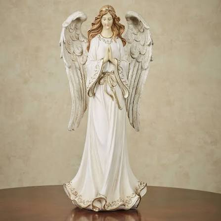 Praying Angel Guardian Handpainted Table Sculpture