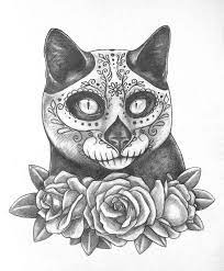 All orders are custom made and most ship worldwide within 24 hours. Bildergebnis Fur Day Of The Dead Cat Sugar Skull Cat Cat Tattoo Animal Tattoo