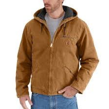 It's made with a thick sherpa lining through the body and smooth quilted nylon in the sleeves. Carhartt J141 Sierra Sandstone Jacket Sherpa Lined Dungarees