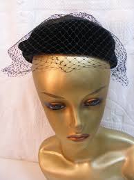 Vintage Woman's Union Made Velvet and Satin Pill Box Hat, Netting