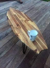 coffee table oiled acacia wood surfboard surf decor diy headboard wood surfboard