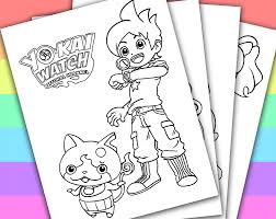 Digital Instant Download Printable Coloring Page This Listing Give You A Series Of 4 Printable Coloring Pages Of Yo Kai Watch You Can Use These Coloring Page