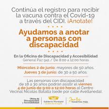 Adultos mayores de 18 años. Inscripcion Para Recibir La Vacuna Contra El Covid 19 A Traves Del Cidi Para Personas Con Discapacidad Municipalidad De Arroyito