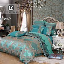 Lanlika Comforter Bedding Sets Tencel Silk Luxury Duvet Cover Bed Sheet Hot Sale Queen King Double Blue Jacquard Bed Linens Set Silk Bedding Set Duvet Cover Setbedding Set Aliexpress
