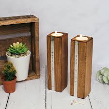 Wood candle stick holders measure: Personalised Wooden Candle Holders Buy From Prezzybox Com