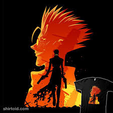 Hair that drapes forward to hang in front of the forehead. Vash Shirtoid